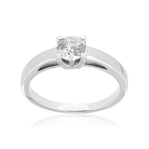 Solitaire or 750 blanc diamant synthétique 0,5 carat