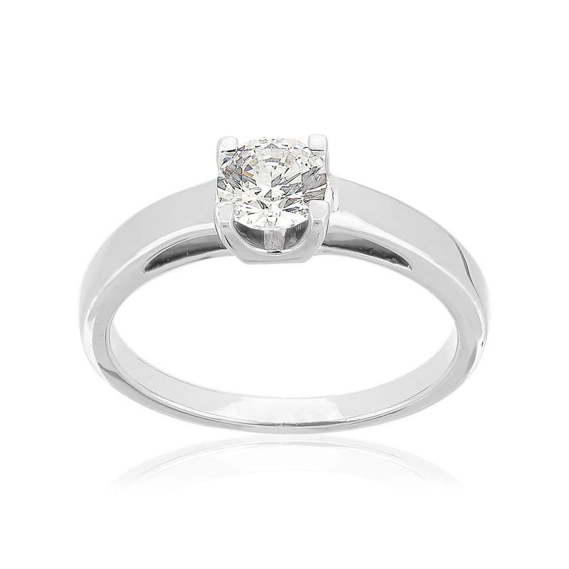 Solitaire or 750 blanc diamant synthétique 0,5 carat - vue 1