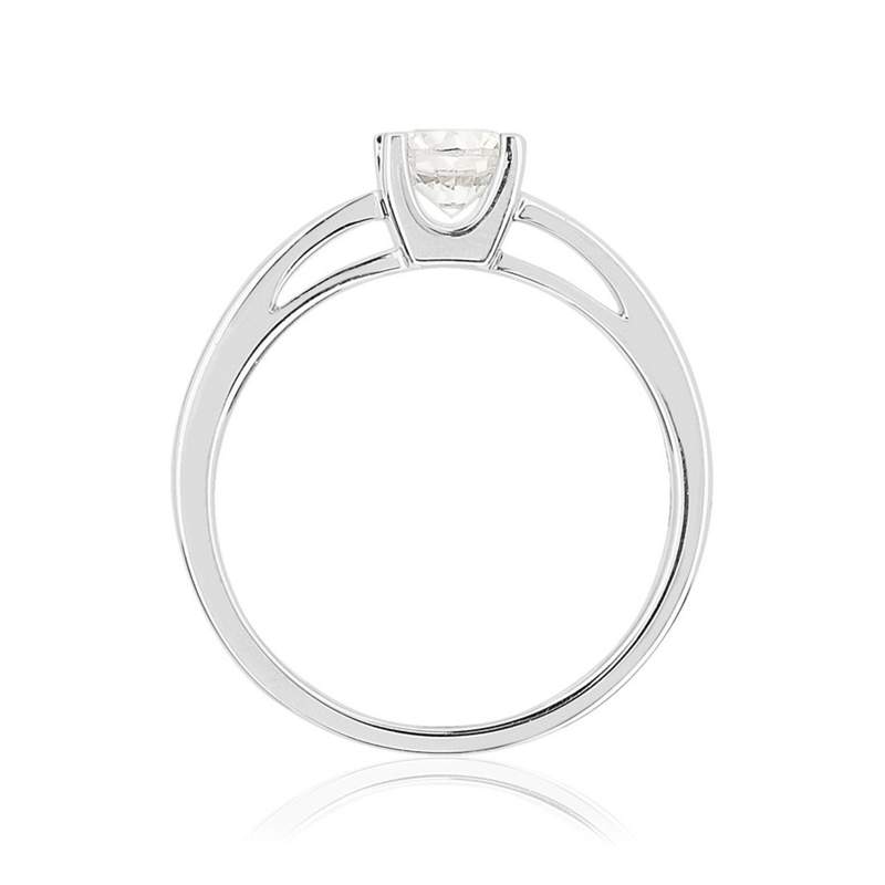 Solitaire or 750 blanc diamant synthétique 0,5 carat - vue 2