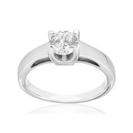 Bague solitaire or 750 blanc diamant synthétique