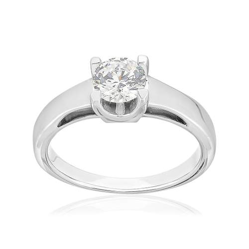 Solitaire or 750 blanc diamant synthétique 0,75 carat
