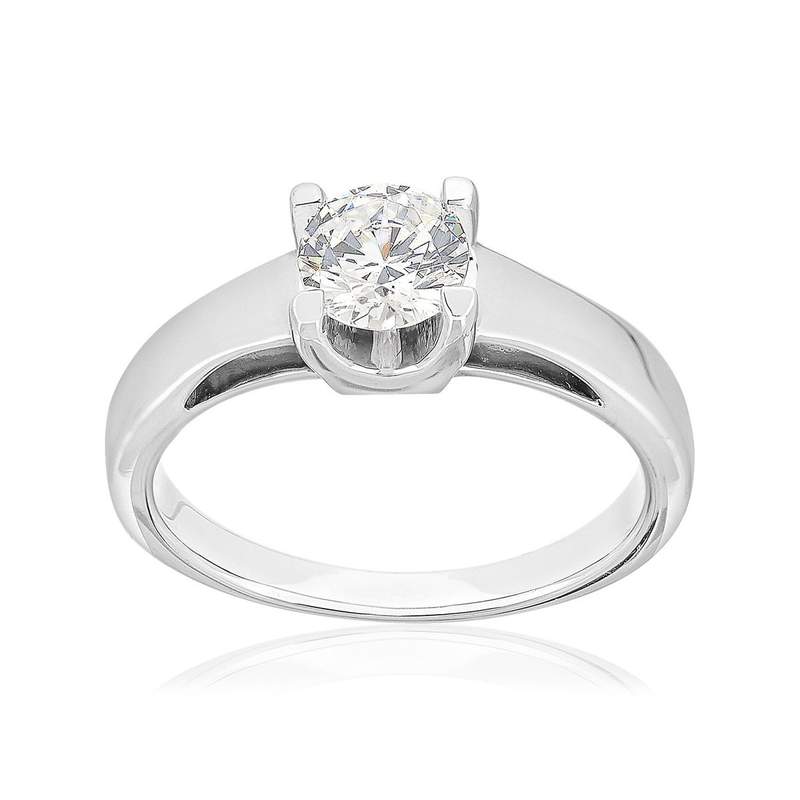 Solitaire or 750 blanc diamant synthétique 0,75 carat - vue 1