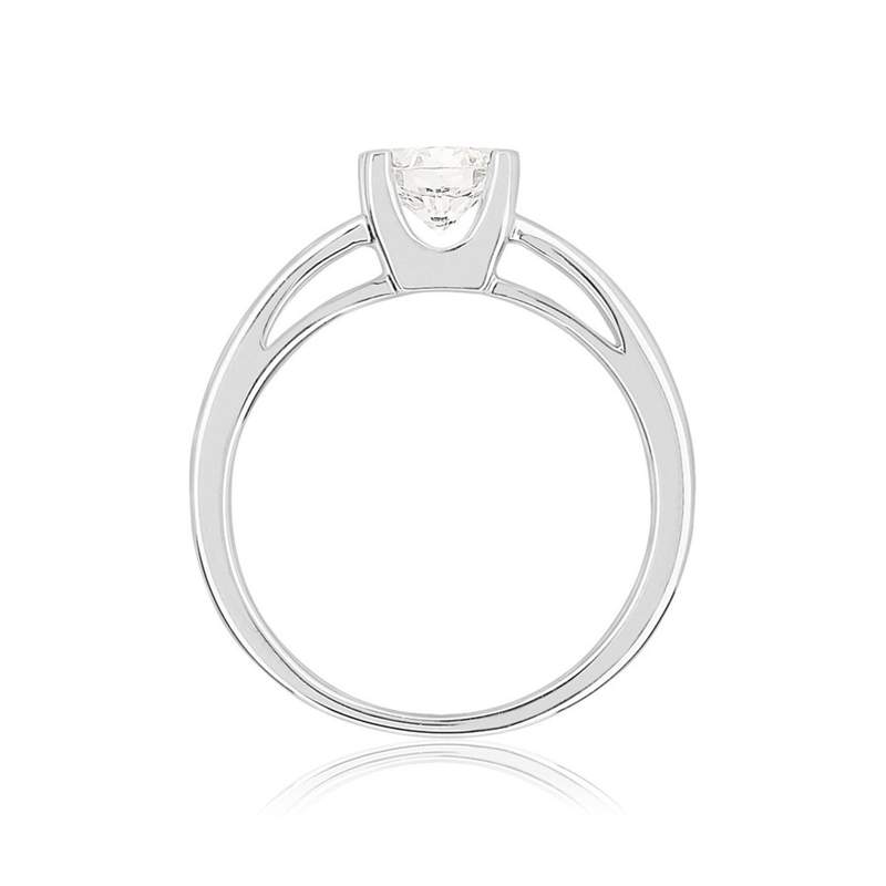 Solitaire or 750 blanc diamant synthétique 0,75 carat - vue 2
