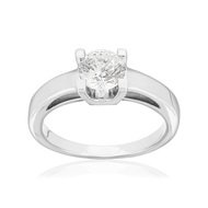 Bague solitaire or 750 blanc diamant synthétique