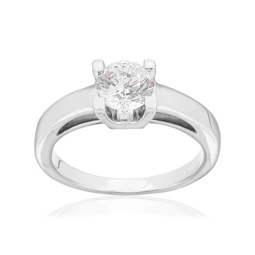 Solitaire or 750 blanc diamant synthétique 1 carat