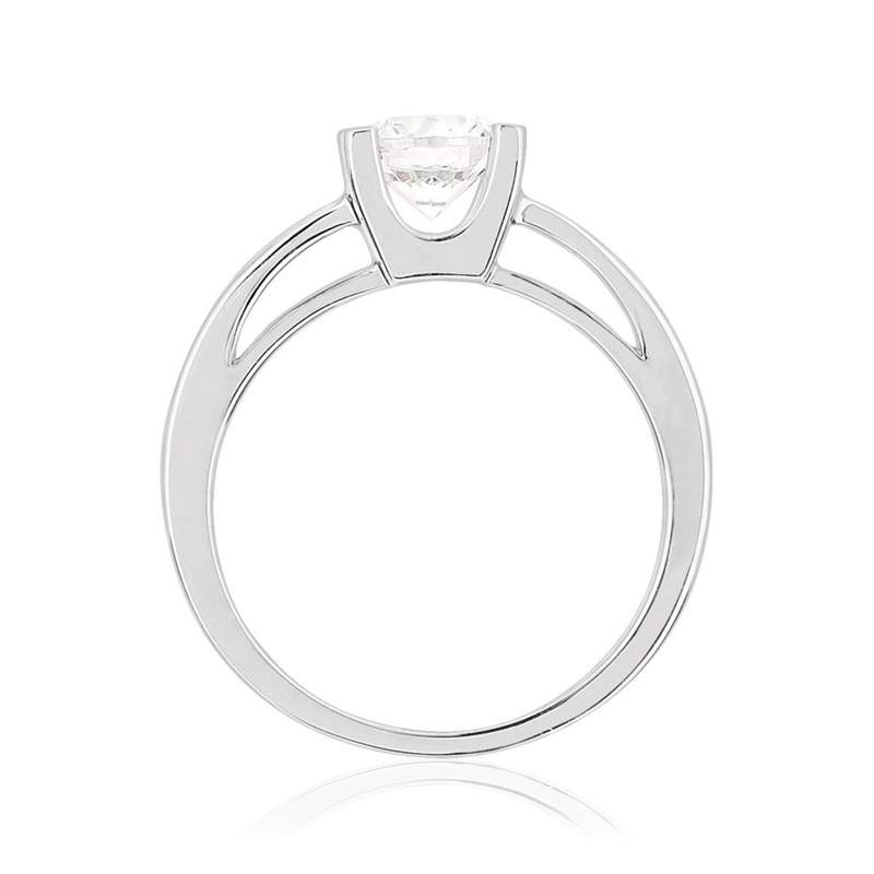 Solitaire or 750 blanc diamant synthétique 1 carat - vue 2
