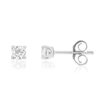 Boucles d'oreilles or 750 blanc diamants synthétiques 0.30 carat
