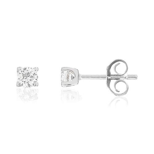 Boucles d'oreilles or 750 blanc diamants synthétiques 0.30 carat