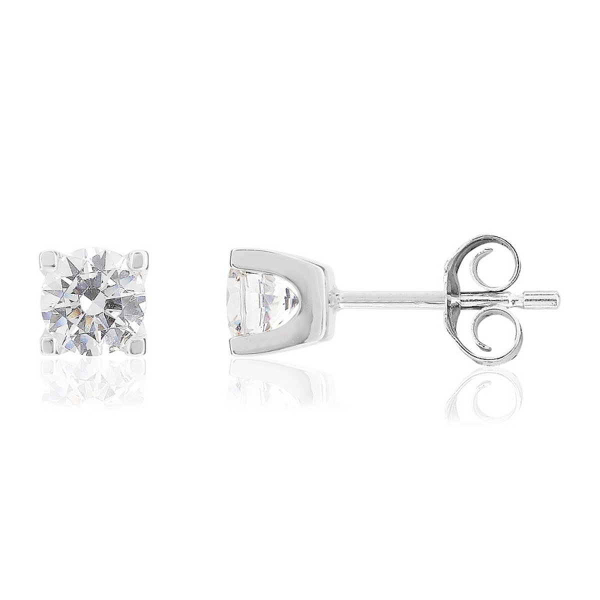 Boucles d'oreilles or blanc 750 diamants synthétiques 1 carat