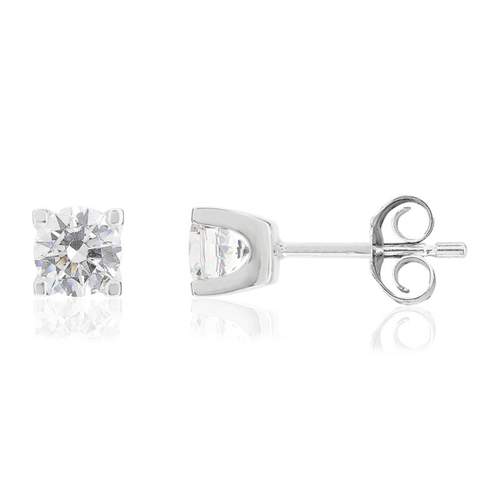 Boucles d'oreilles or blanc 750 diamants synthétiques 1 carat