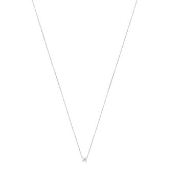 Collier or 750 blanc diamant synthétique 0.15 ct 42 cm
