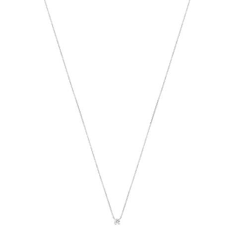 Collier or 750 blanc diamant synthétique 0.15 ct 42 cm