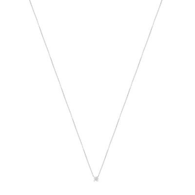 Collier or 750 blanc diamant synthétique - vue V1