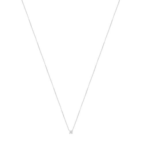 Collier or blanc 750 diamant synthétique 42 cm 0.25 carat