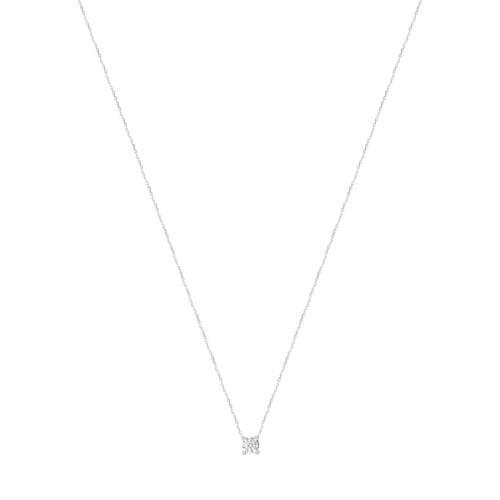 Collier or 750 blanc diamant synthétique 0,50 carat 42 cm