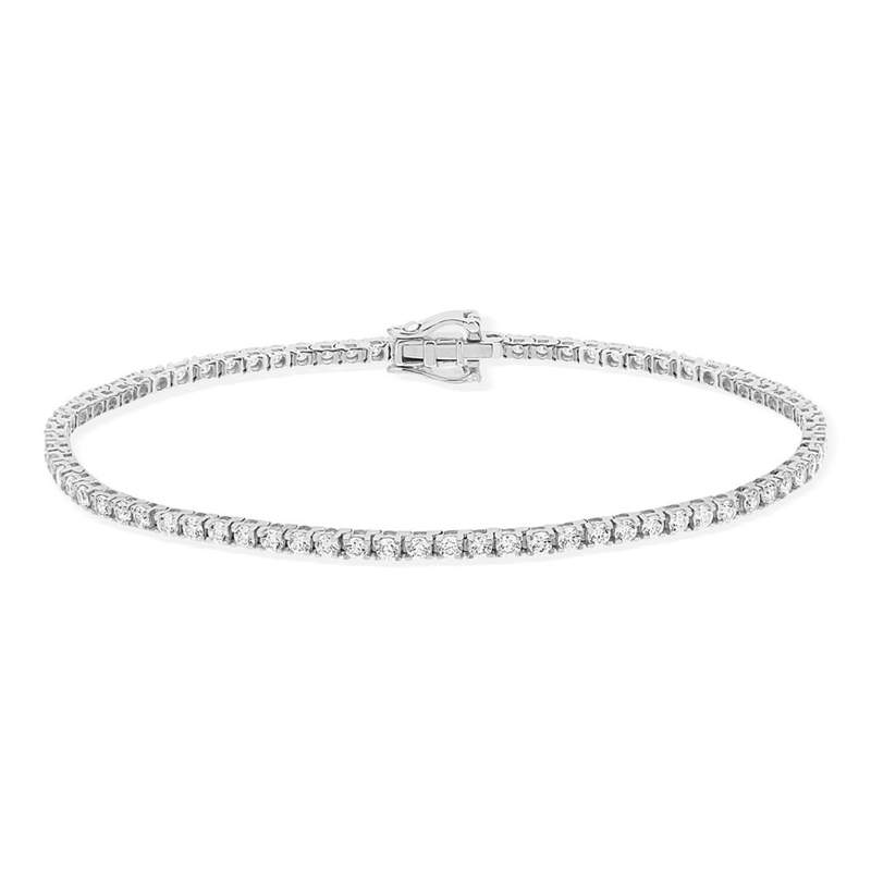 Bracelet tennis or 750 blanc diamant synthétique - vue 2