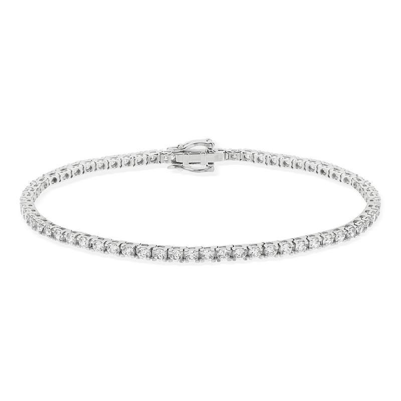 Bracelet tennis or 750 blanc diamant synthétique - vue 2