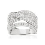 750 white gold ring with intertwined bands and 1.25 carats of synthetic diamonds - view 1