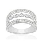 Bague or 750 blanc diamants synthétiques 0.50 carat - vue 1