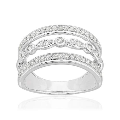 Bague or 750 blanc diamants synthétiques 0.50 carat