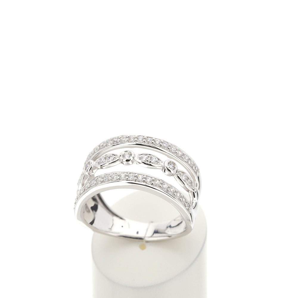 Bague or 750 blanc diamants synthétiques 0.50 carat - vue 2