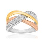 Bague 3 ors 750 anneaux entrelacés diamants synthétiques 0,50 carat - vue 1