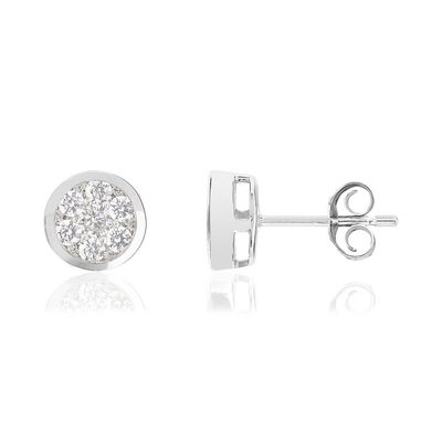 Boucles d'oreilles or 750 blanc diamants synthétiques 0.50 carat - vue 1