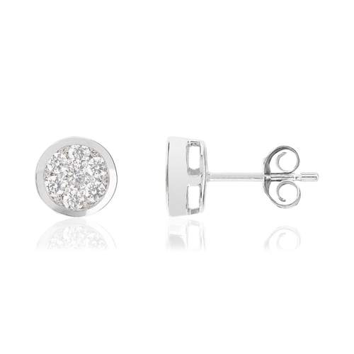 Boucles d'oreilles or 750 blanc diamants synthétiques 0.50 carat