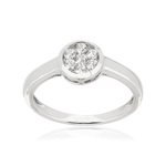 Bague or 750 blanc diamant synthétique - vue 1