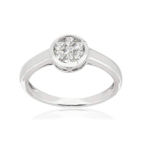 Bague or 750 blanc diamant synthétique