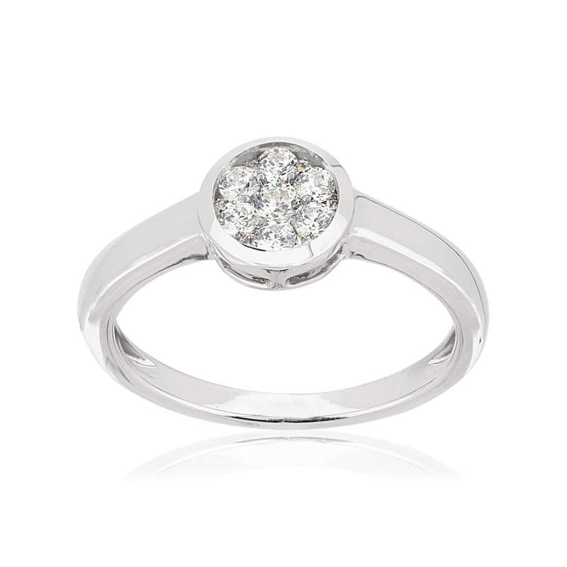 Bague or 750 blanc diamant synthétique - vue 1