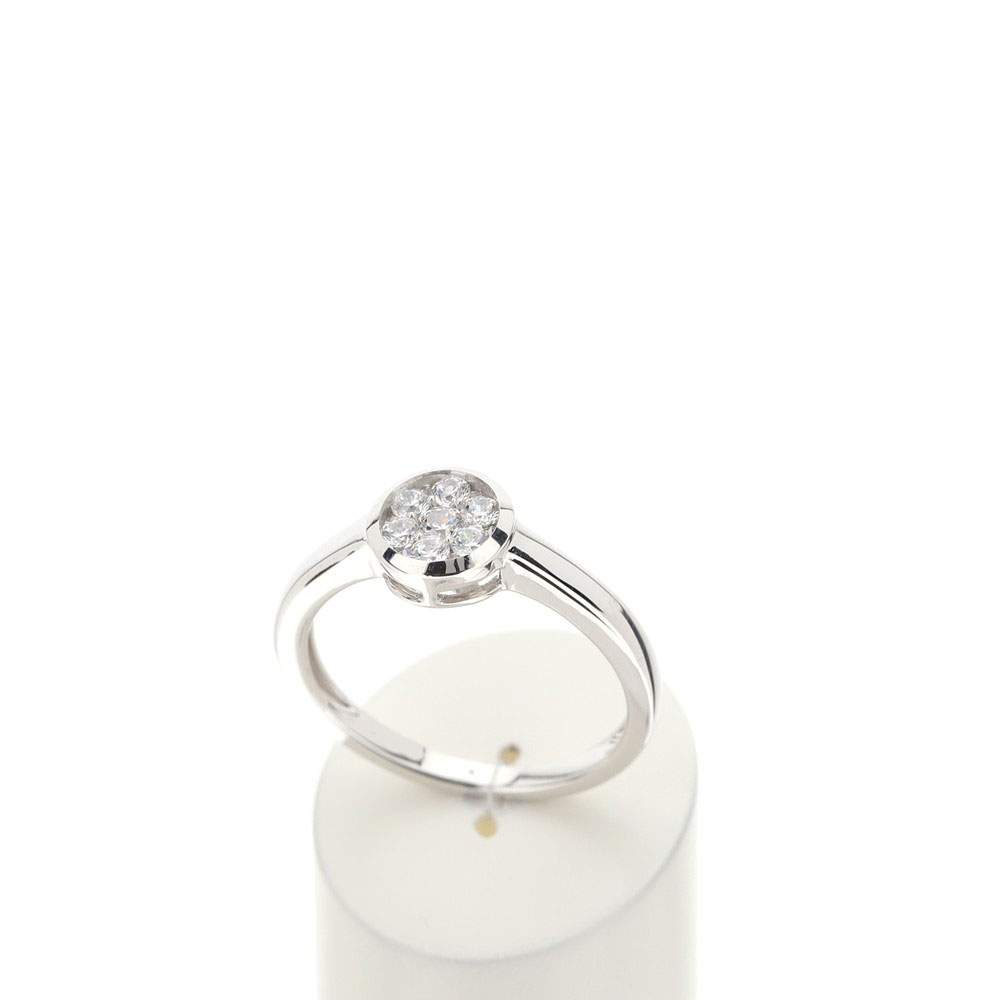 Bague or 750 blanc diamant synthétique - vue 2