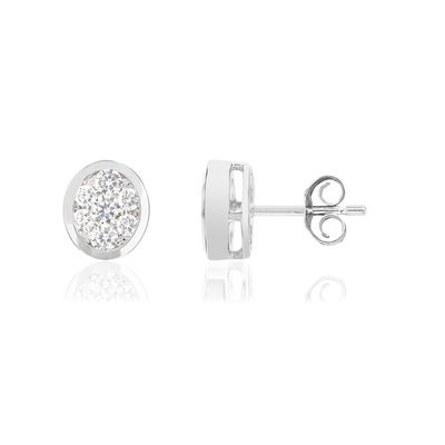 Boucles d'oreilles or blanc 750 diamants synthétiques - vue 1