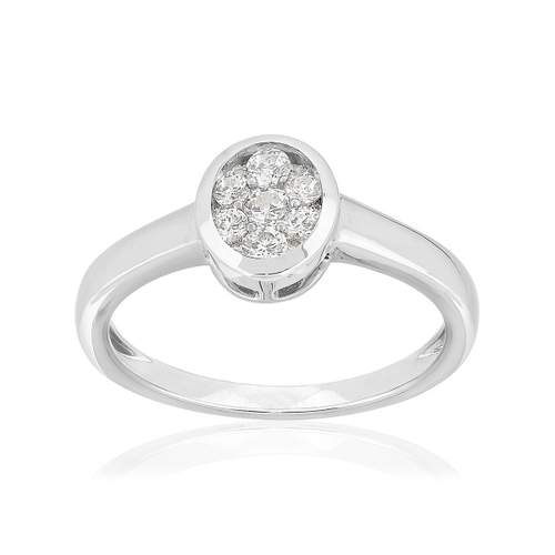 Bague or 750 blanc diamant synthétique