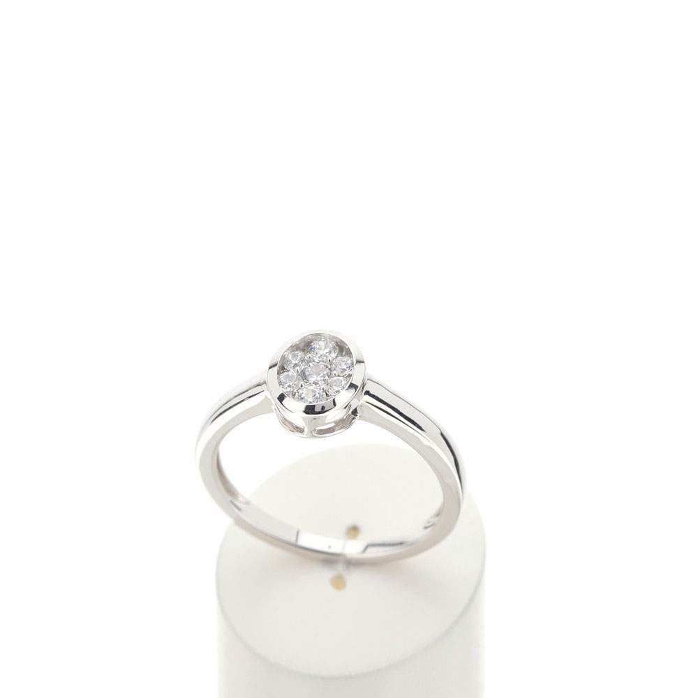 Bague or 750 blanc diamant synthétique - vue 2