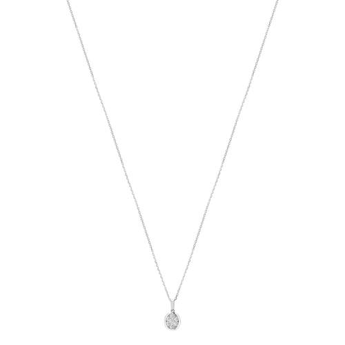 Necklace gold 750 white oval synthetic diamonds 0,33 carat 42 cm