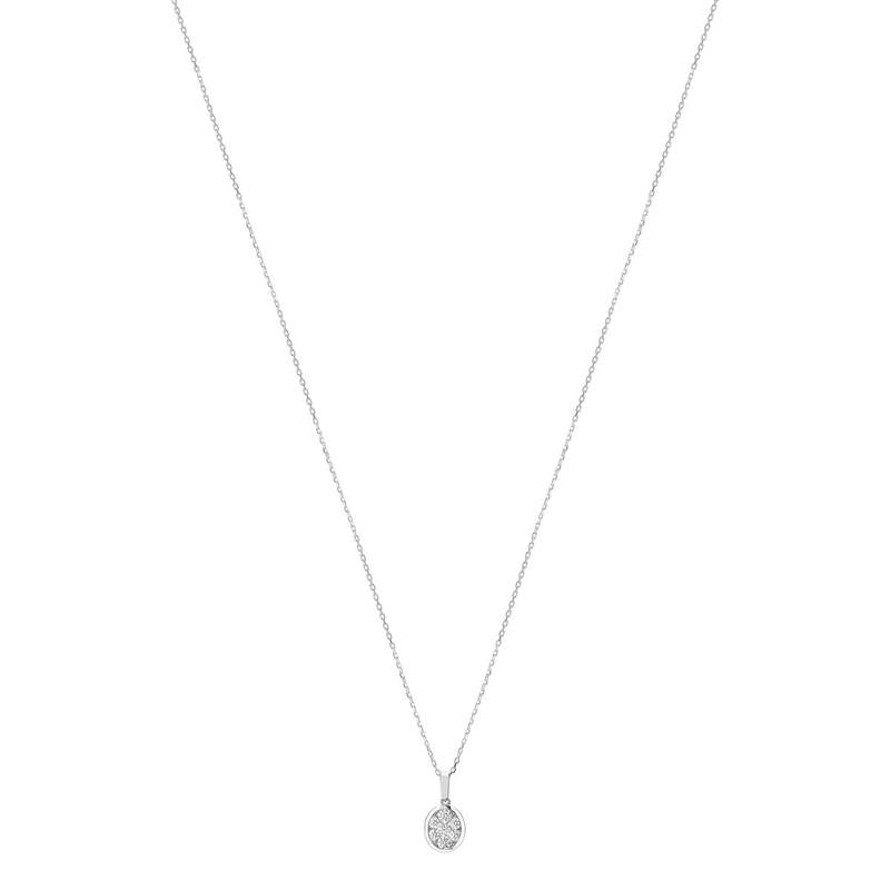 Collier or 750 blanc ovale diamants synthétiques 0,33 carat 42 cm - vue 1