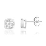 Boucles d'oreilles or 750 blanc diamants synthétiques 0.50 carat - vue 1