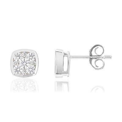 Boucles d'oreilles or 750 blanc diamants synthétiques 0.50 carat - vue 1