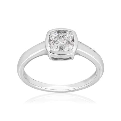 Bague or 750 blanc carrée diamants synthétiques 0,33 carat