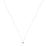 Collier or 750 blanc carré diamants synthétiques 0,33 carat 42 cm - vue 1