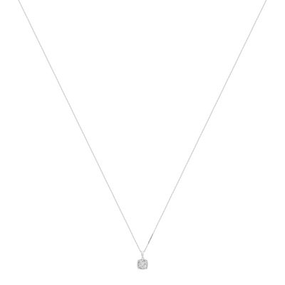 Collier or 750 blanc carré diamants synthétiques 0,33 carat 42 cm