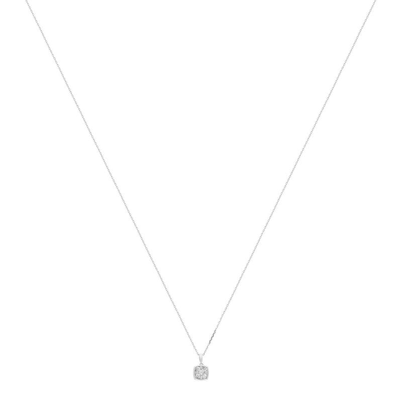 Collier or 750 blanc carré diamants synthétiques 0,33 carat 42 cm - vue 1
