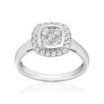 Bague or 750 blanc carrée diamants synthétiques 0,50 carat - vue 1