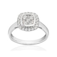 Bague or 750 blanc diamant synthétique