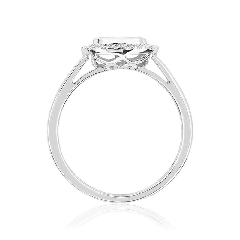 Bague or 750 blanc carrée diamants synthétiques 0,50 carat - vue 2