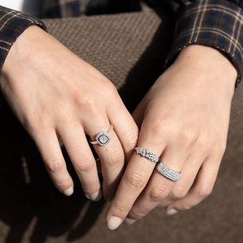 750 witgouden ring met vierkante 0,50 karaat synthetische diamanten