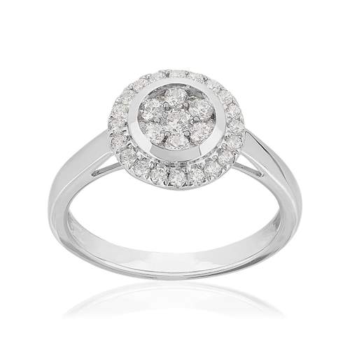 Bague or 750 blanc diamants synthétiques 0.50 carat