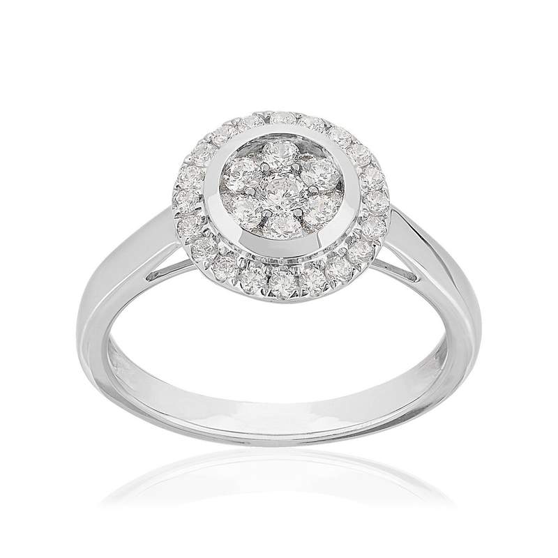Bague or 750 blanc diamants synthétiques 0.50 carat - vue 1