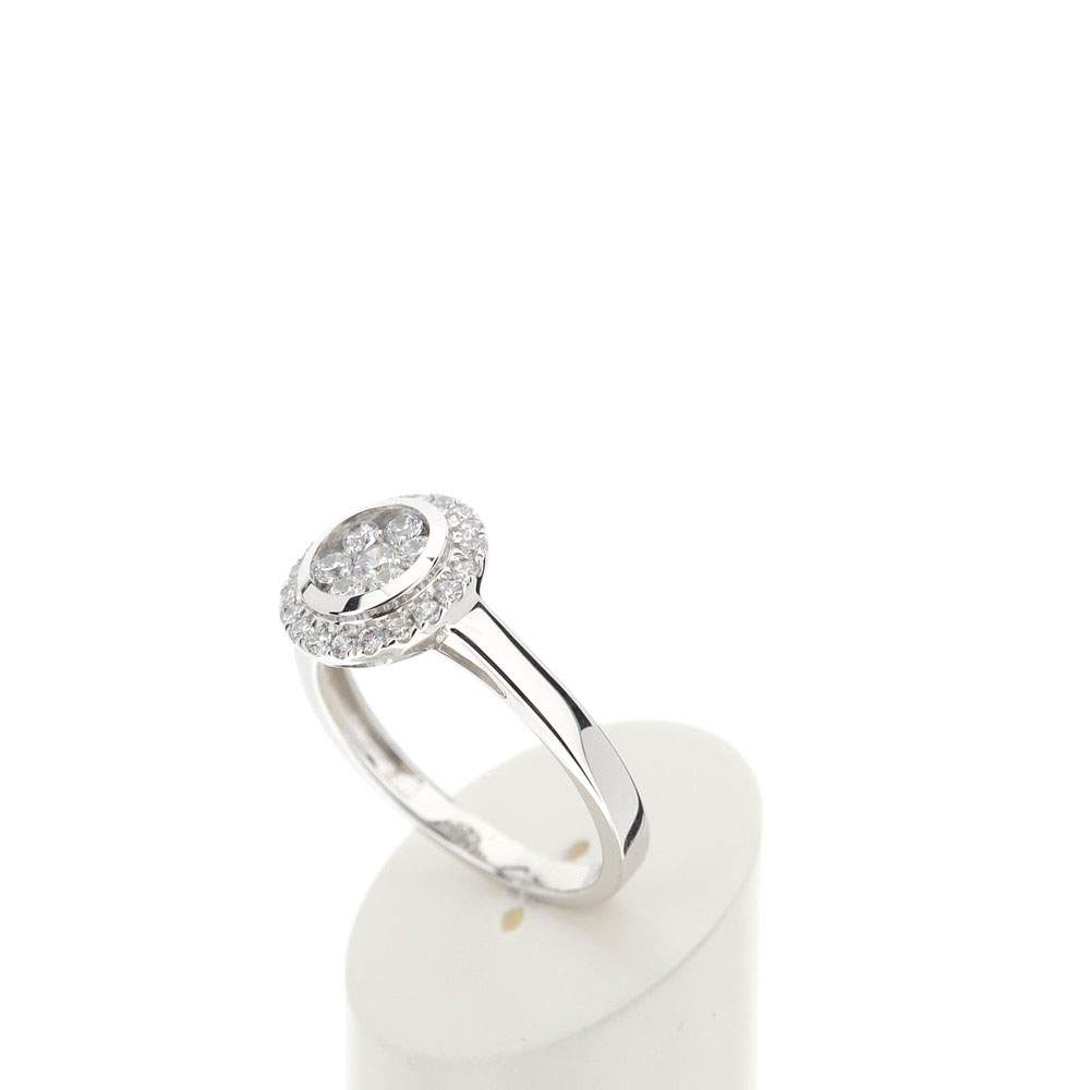 Bague or 750 blanc diamants synthétiques 0.50 carat - vue 4